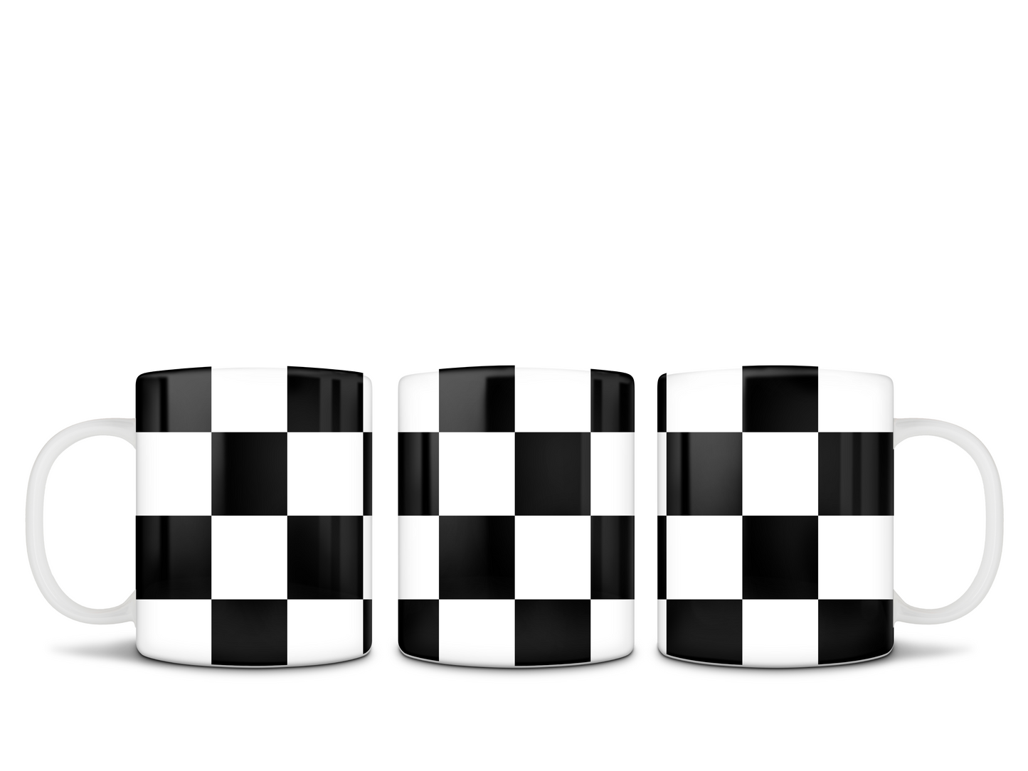 Checkered White and Black 15oz Coffee Mug