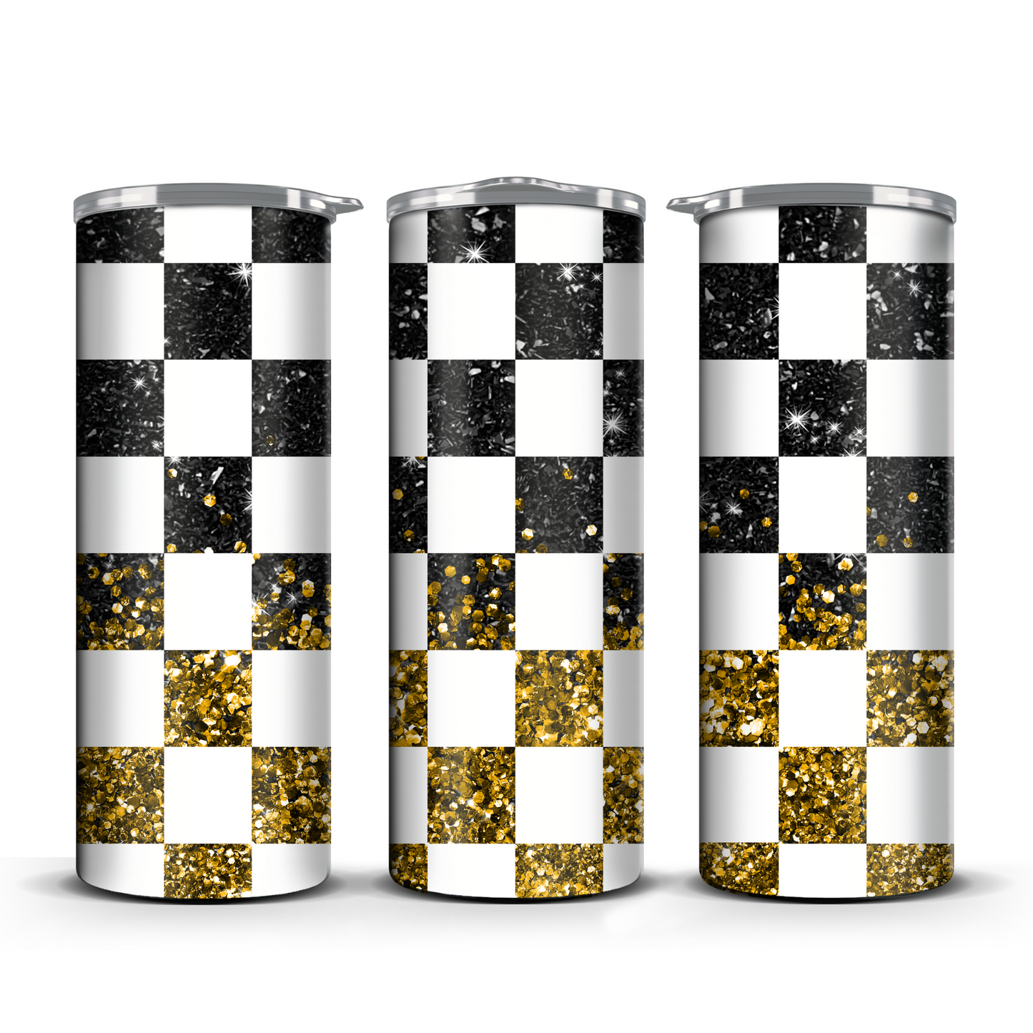 Glitter Checker Print 20oz Tumbler (Multiple Colors)