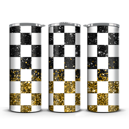 Glitter Checker Print 20oz Tumbler (Multiple Colors)