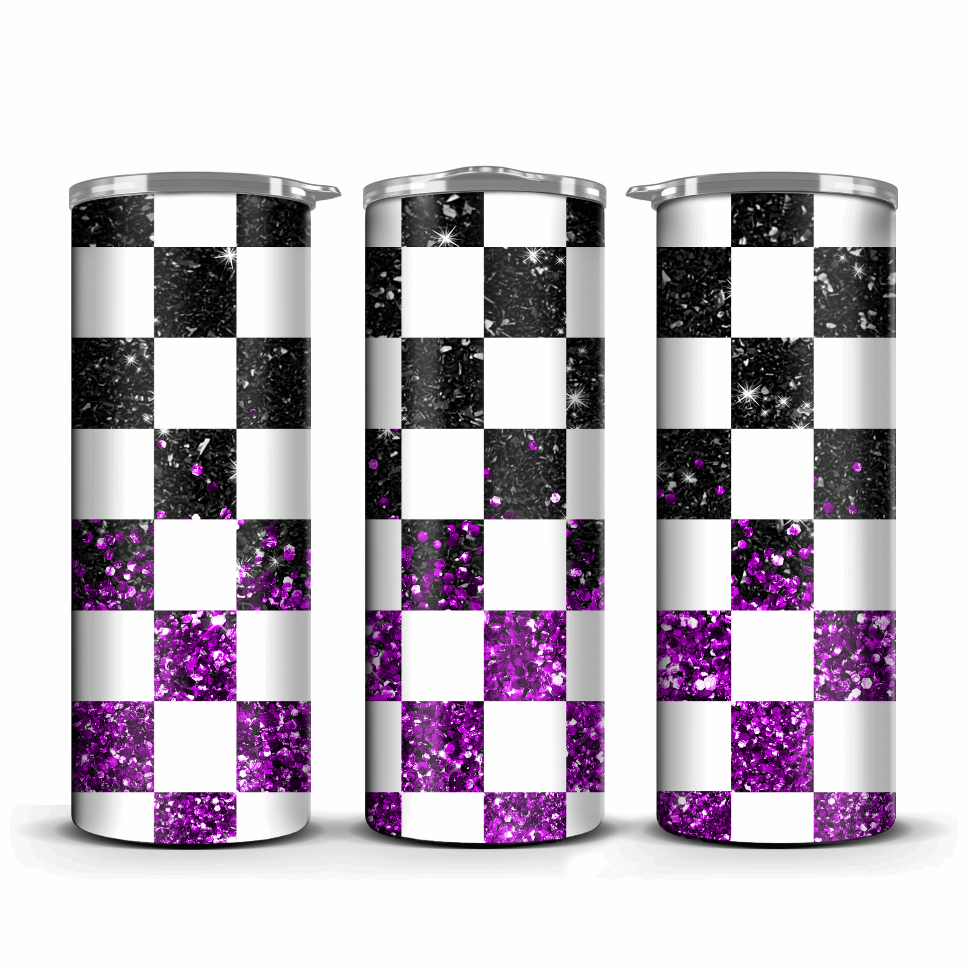 Glitter Checker Print 20oz Tumbler (Multiple Colors)