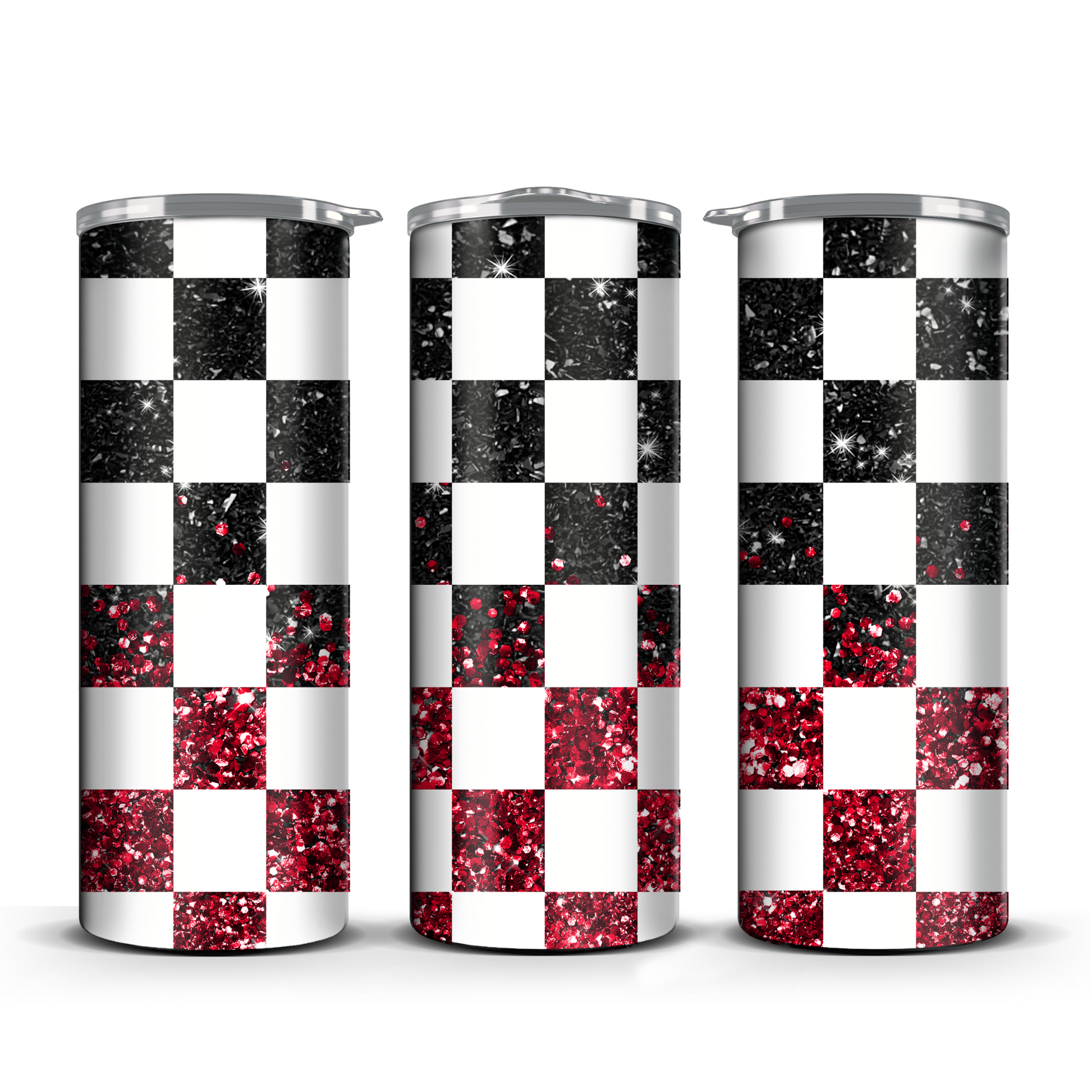 Glitter Checker Print 20oz Tumbler (Multiple Colors)