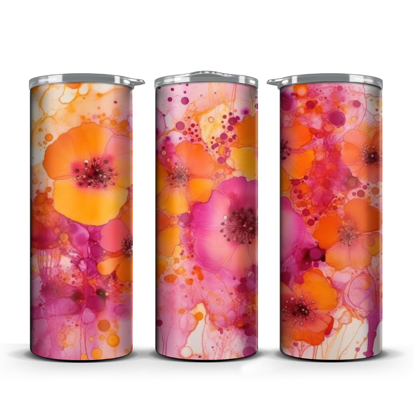 Pink and Orange Flowers 20oz Tumbler