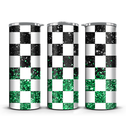 Glitter Checker Print 20oz Tumbler (Multiple Colors)