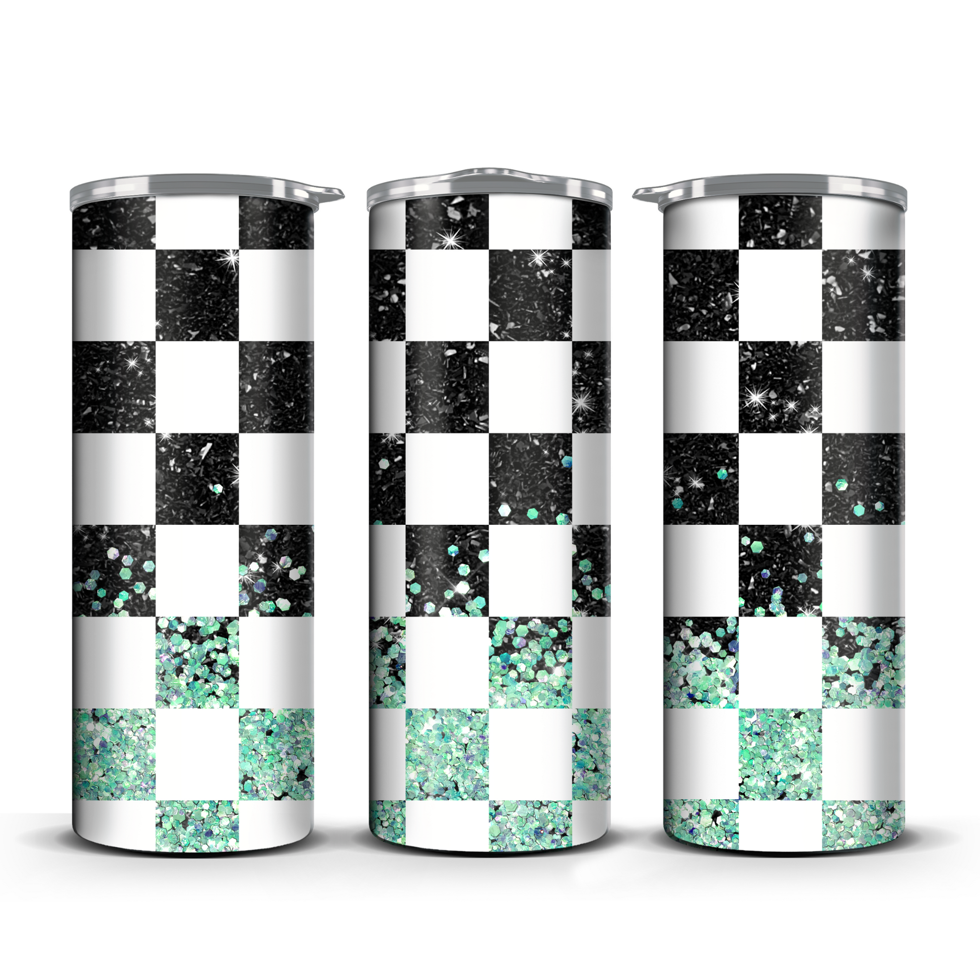 Glitter Checker Print 20oz Tumbler (Multiple Colors)